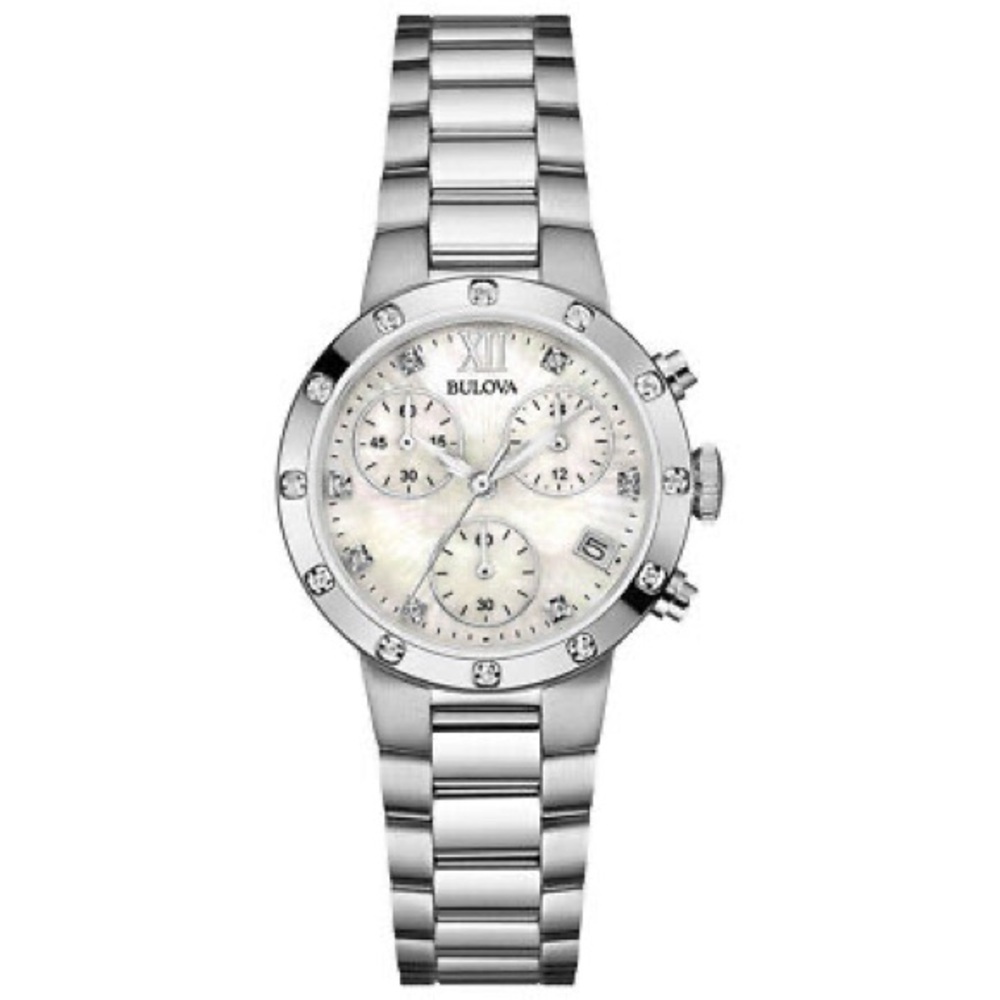 Bulova Silver Chronograph Watch with Stainless Steel Bracelet
